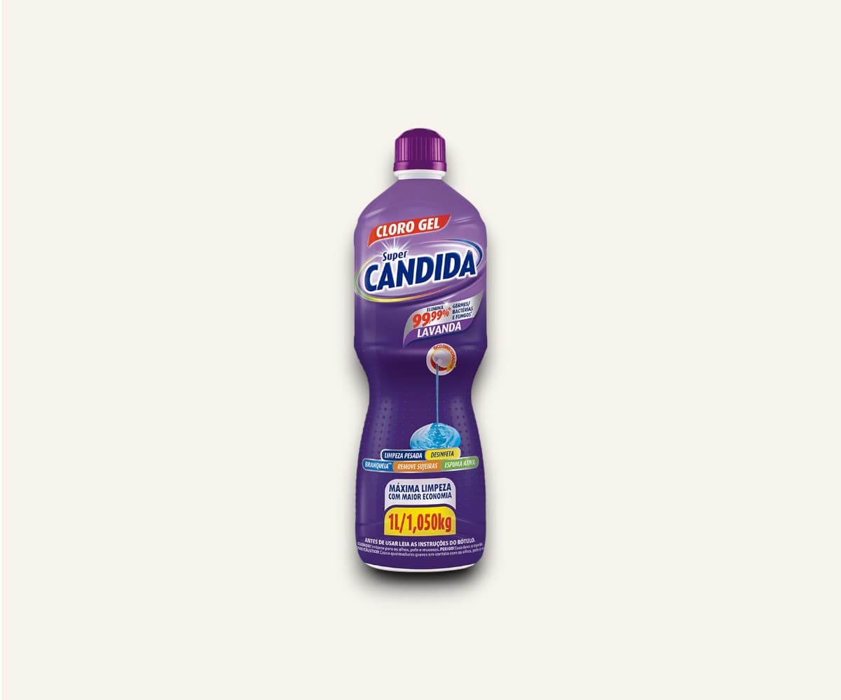 Desinfetante cloro em gel 6 em 1 lavanda Super Candida 1l