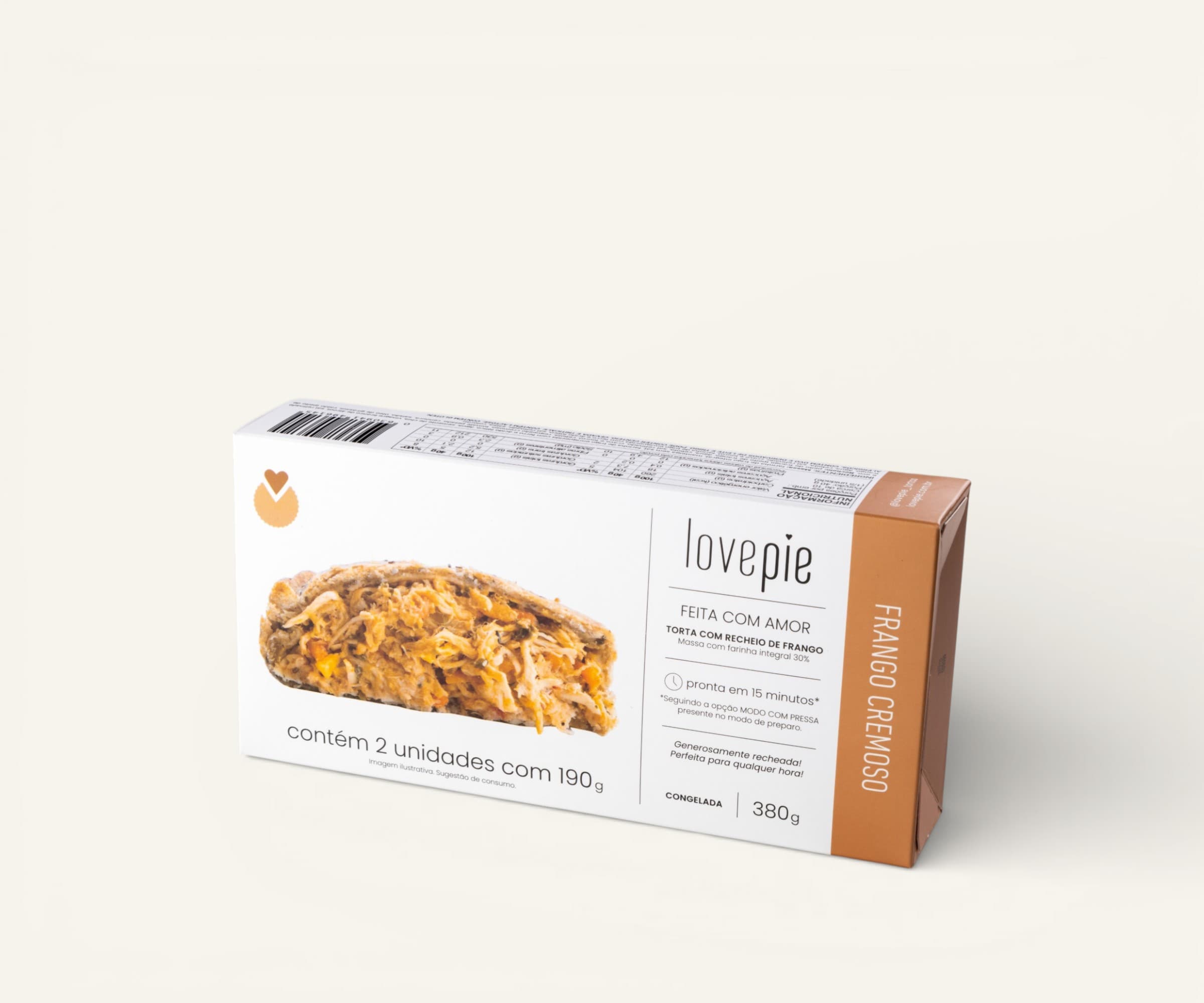 Torta de frango cremoso Lovepie 380g (2un - 190g cada)