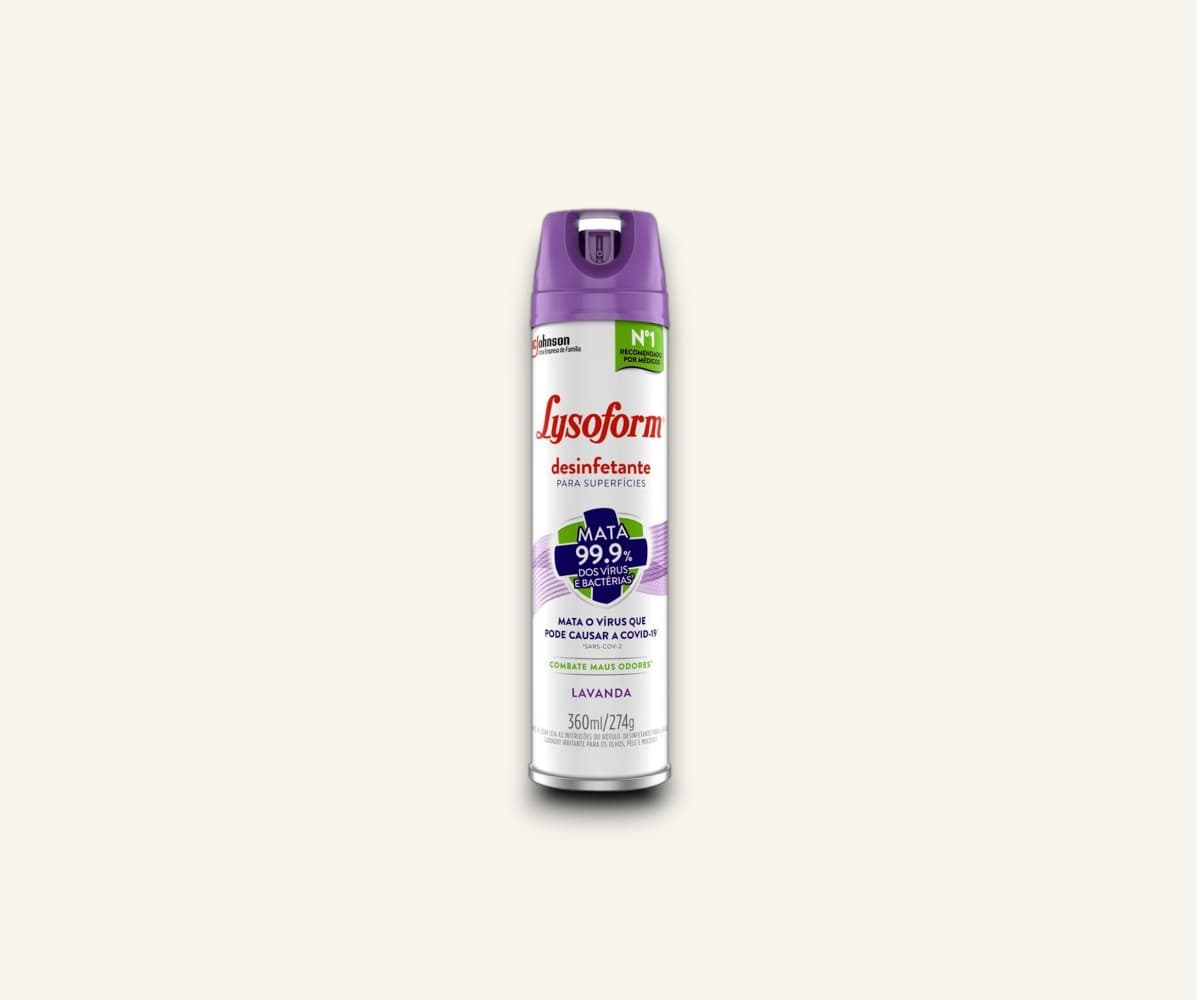 Desinfetante em aerossol bactericida para superfícies lavanda Lysoform 360ml