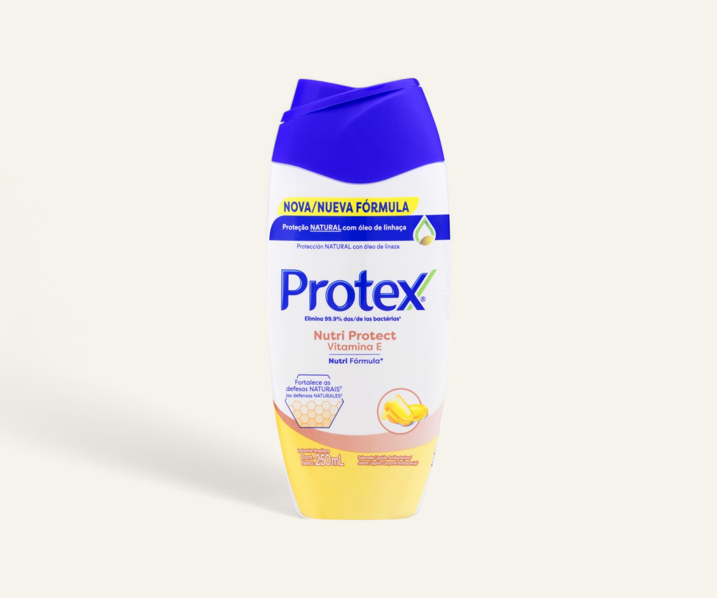 Sabonete líquido corporal antibacteriano nutri protect vitamina E Protex 250ml