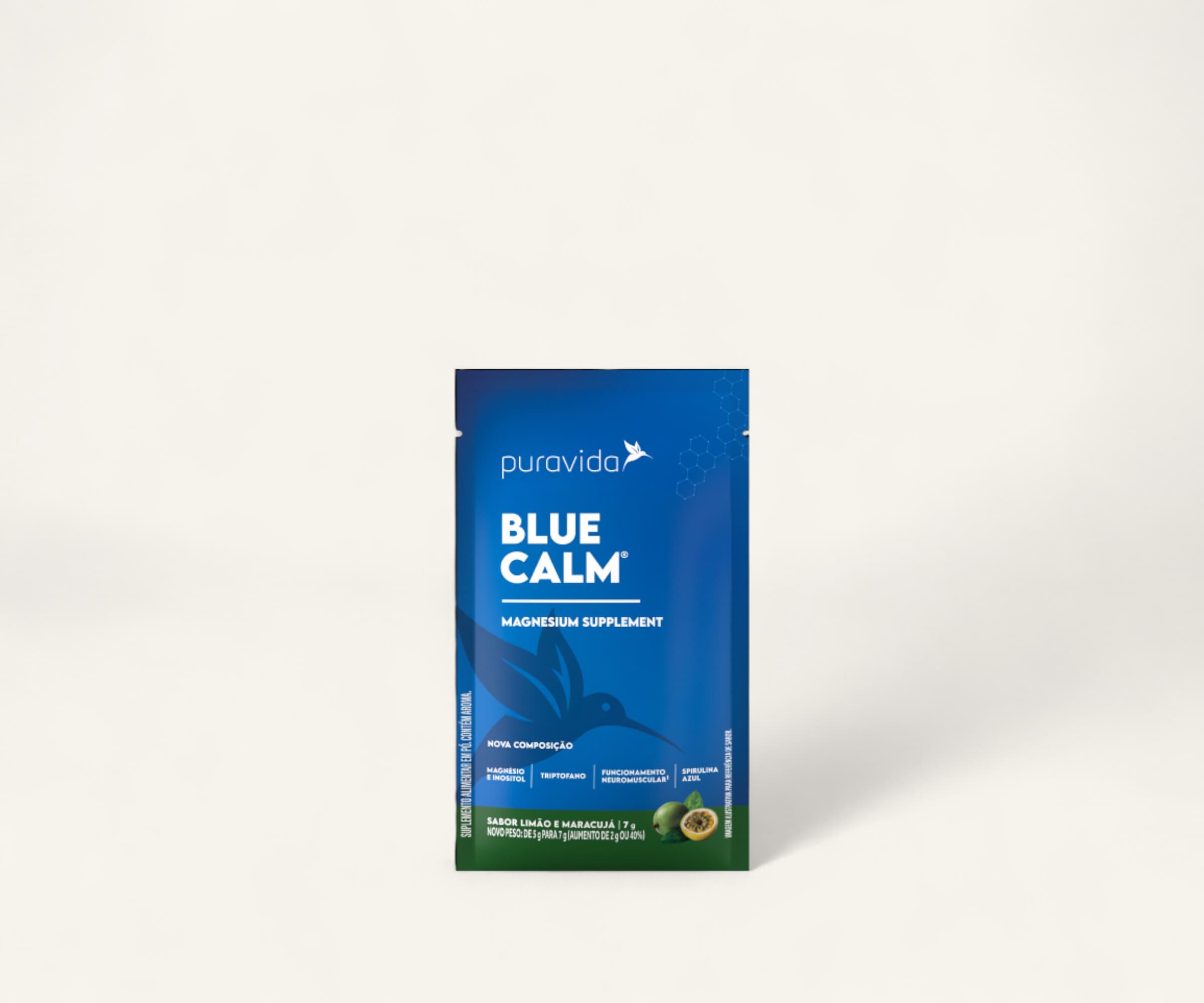 Suplemento de magnésio Blue Calm sabor limão e maracujá 7g